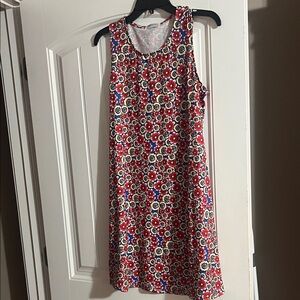 Simple Red and Blue Floral Midi Dress